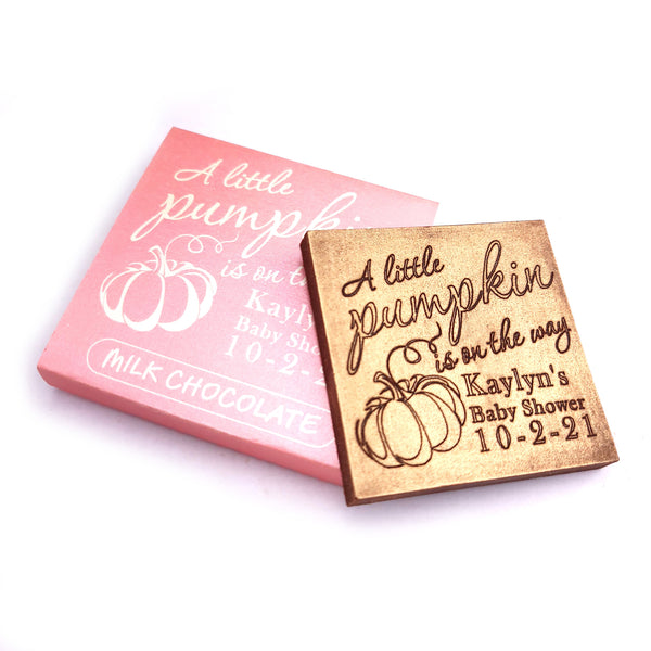 A Little Pumpkin - 1 oz Chocolate Bar Favor<br><small>minimum order 20 pc.</small>