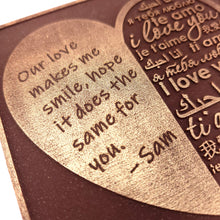 Load image into Gallery viewer, I Love You MULTILANGUAGE<br><small>3 oz chocolate bar</small>