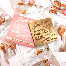 Load image into Gallery viewer, Thank you for showering - 1 oz Chocolate Bar Favor<br><small>minimum order 20 pc.</small>