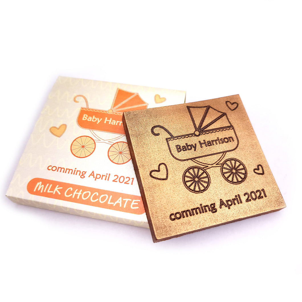 Baby Stroller - 1 oz Chocolate Bar Favor<br><small>minimum order 20 pc.</small>