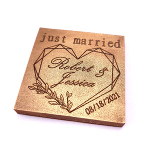 Just Married - 1 oz Chocolate Bar Favor<br><small>minimum order 20 pc.</small>