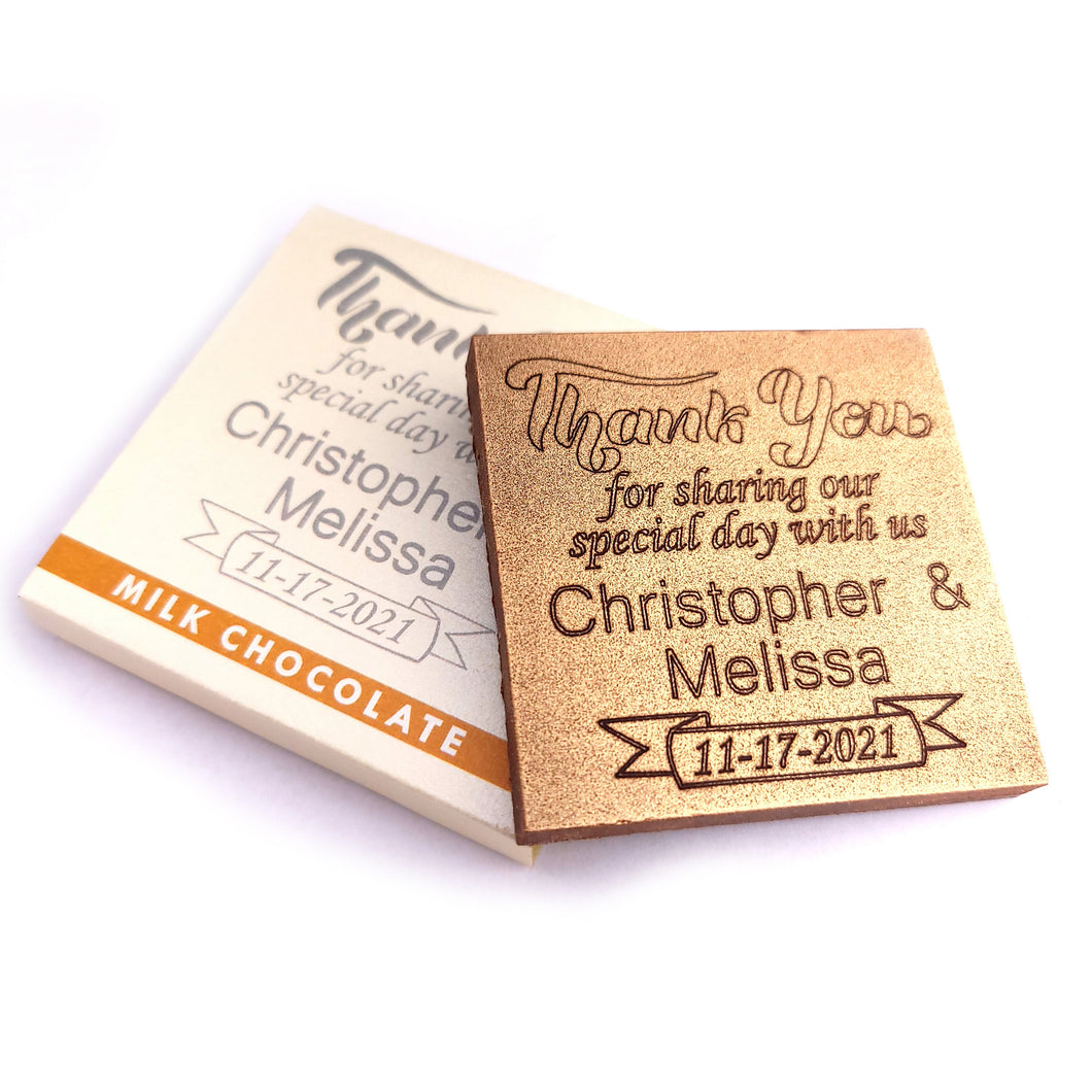 Thank You - 1 oz Chocolate Bar Favor<br><small>minimum order 20 pc.</small>