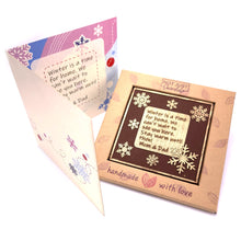 Load image into Gallery viewer, Snowflakes Theme&lt;br&gt;&lt;small&gt;3 oz chocolate greeting card&lt;/small&gt;