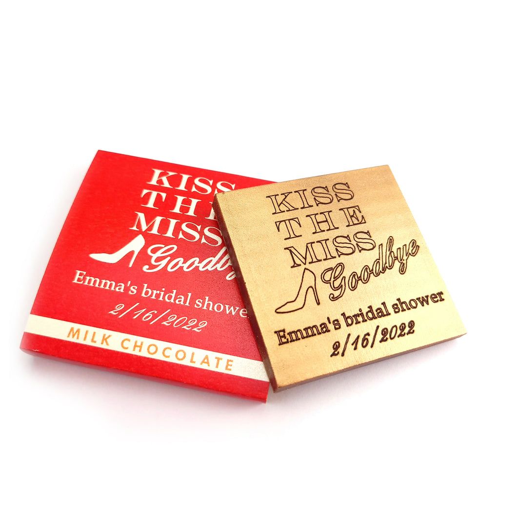 Kiss The Miss - 1 oz Chocolate Bar Favor<br><small>minimum order 20 pc.</small>