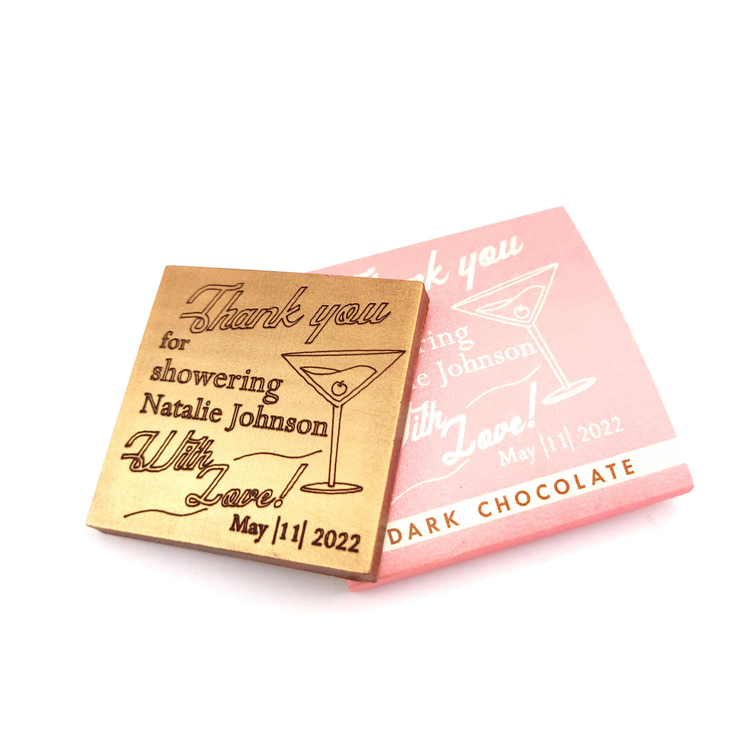 Thank you for showering - 1 oz Chocolate Bar Favor<br><small>minimum order 20 pc.</small>