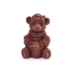 Teddy Bear With Basket Chocolate Figure